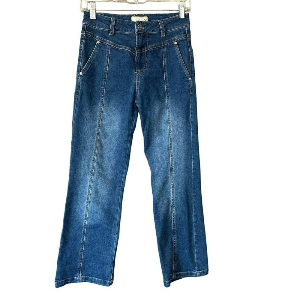 Sundance Mid Wash Seam Front High Rise Slim Leg Cropped Jeans Womens 24